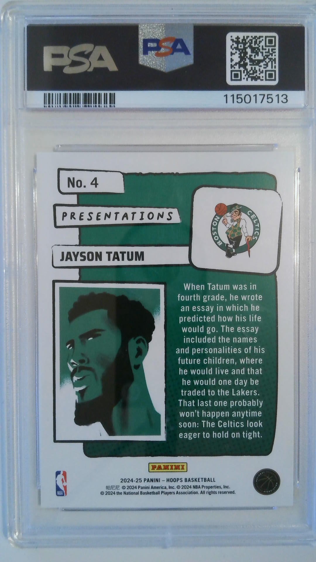 2024 Panini Hoops Presentations Jayson Tatum #4 PSA 10