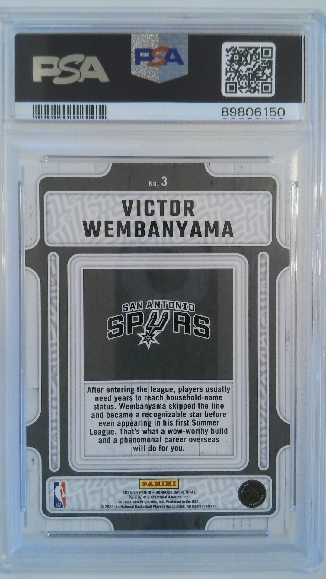 2023 Donruss Hardwood Masters Victor Wembanyama #3 RC PSA 10