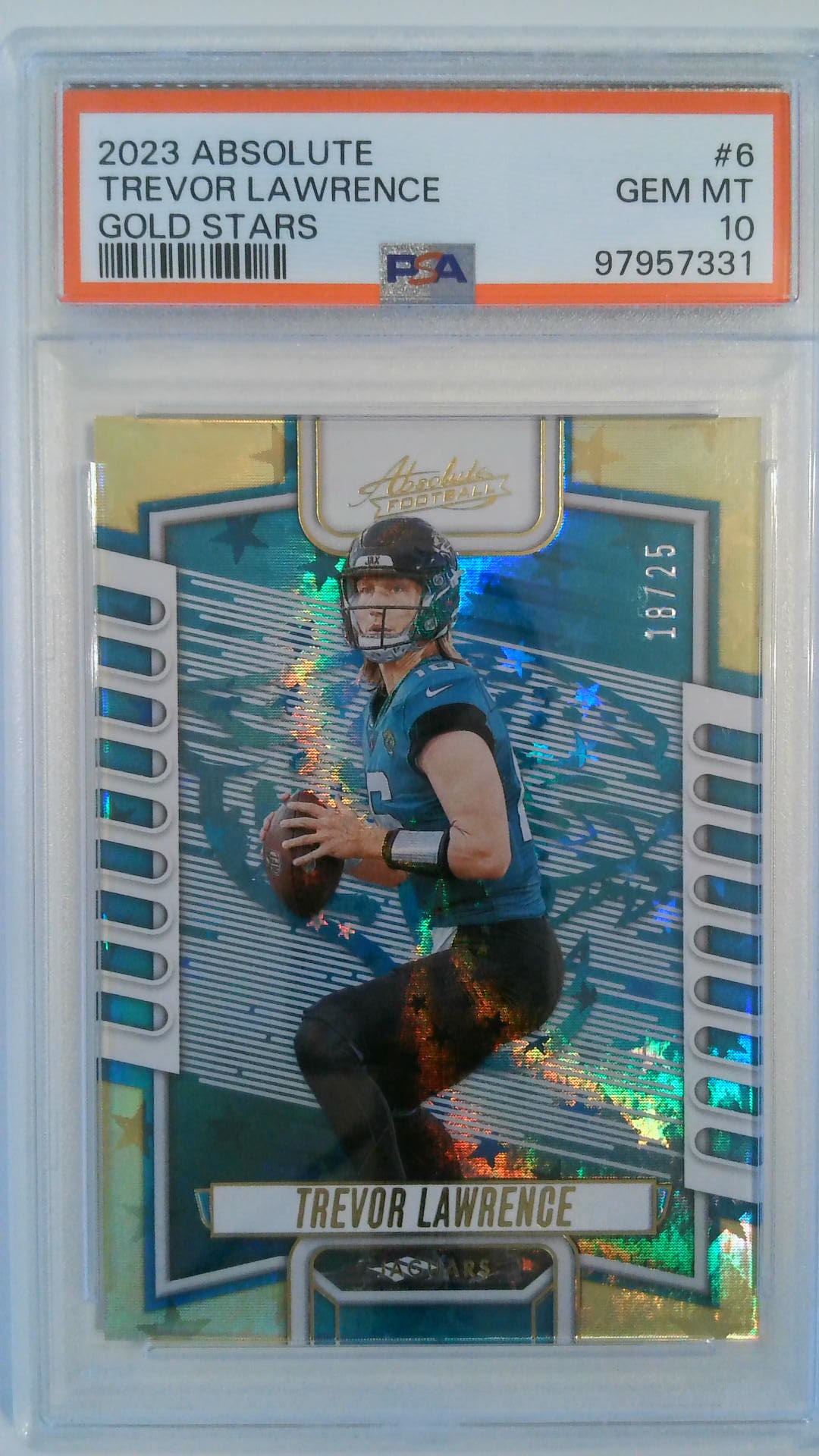 2023 Absolute Gold Stars 18/25 Trevor Lawrence #6 PSA 10