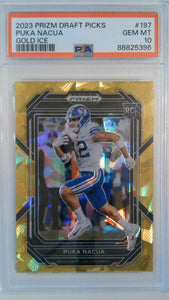 2023 Prizm Draft Picks Gold Ice Puka Nacua #197 PSA 10