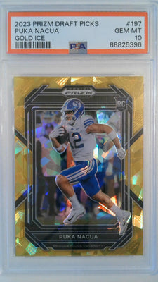 2023 Prizm Draft Picks Gold Ice Puka Nacua #197 PSA 10