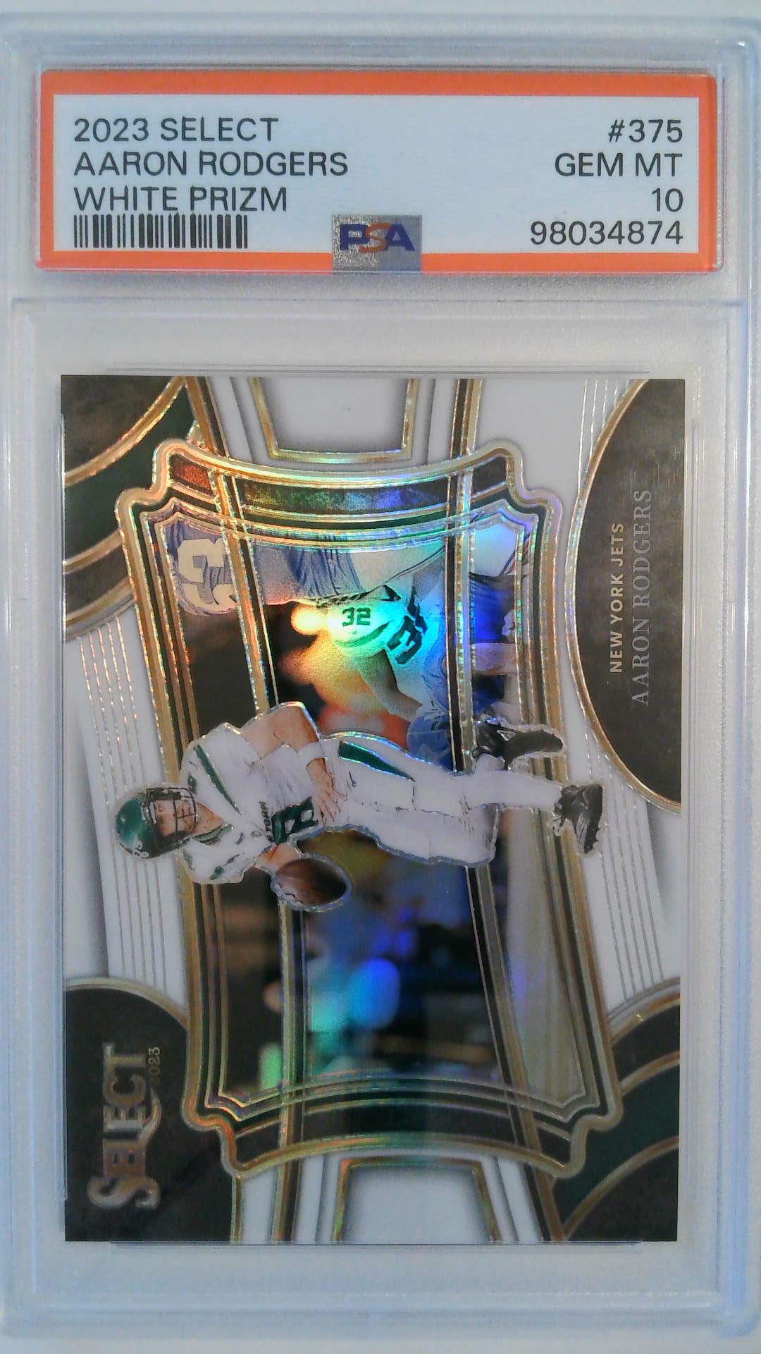 2023 Panini Select White Prizm 32/35 Aaron Rodgers #375 PSA 10