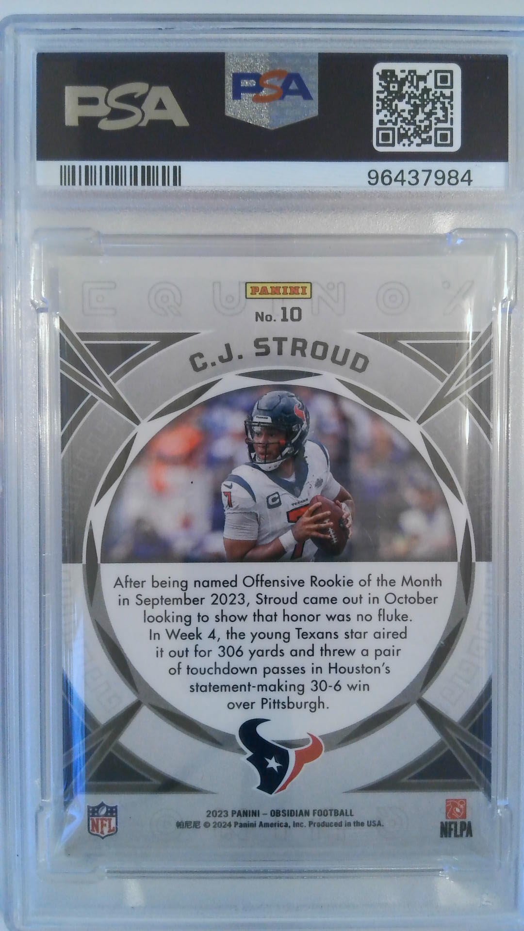 2023 Panini Obsidian Equinox-EE Asia Red Flood CJ Stroud #10 PSA 10