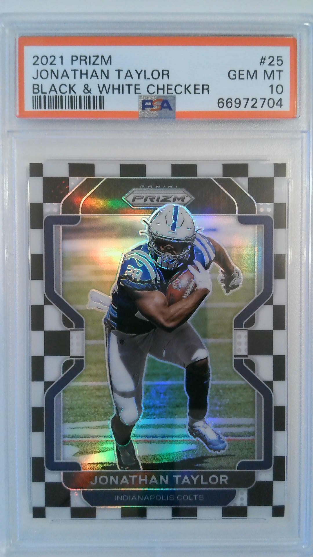 2021 Panini Prizm Black & White Checker Jonathan Taylor #25 PSA 10