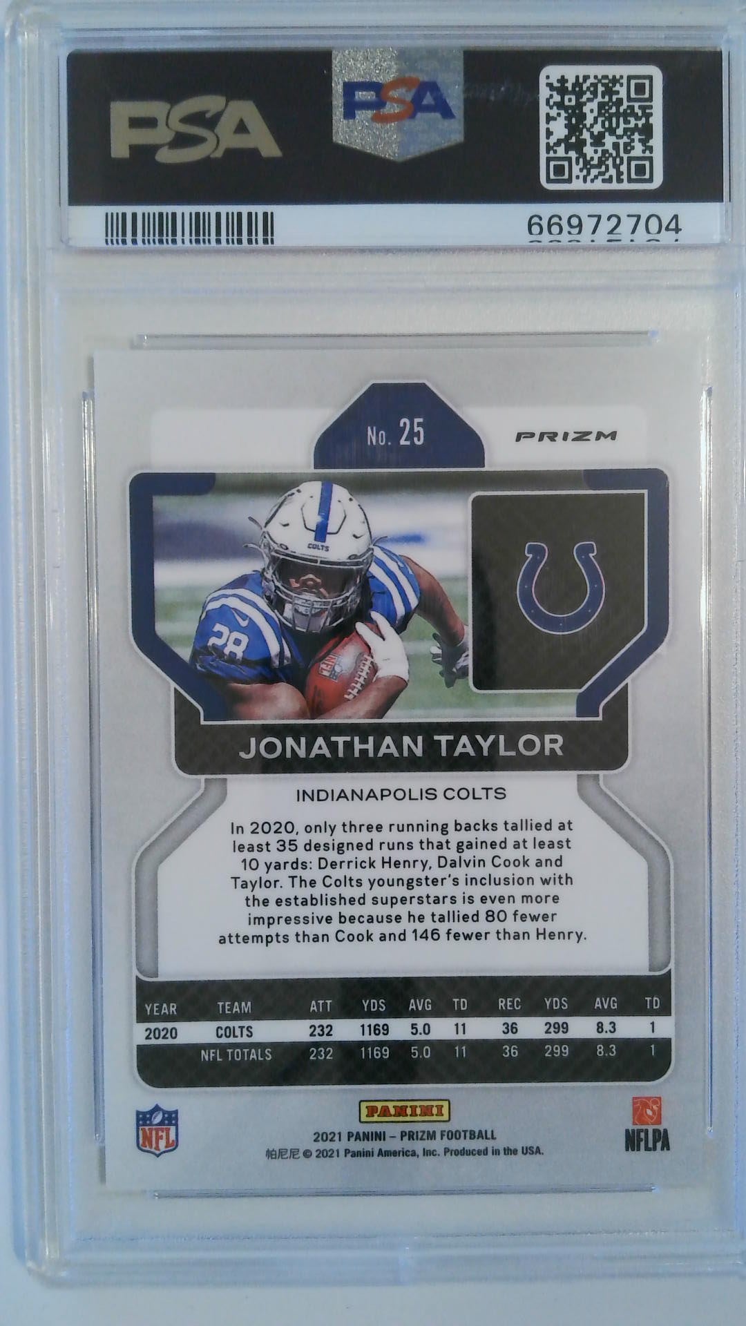 2021 Panini Prizm Black & White Checker Jonathan Taylor #25 PSA 10