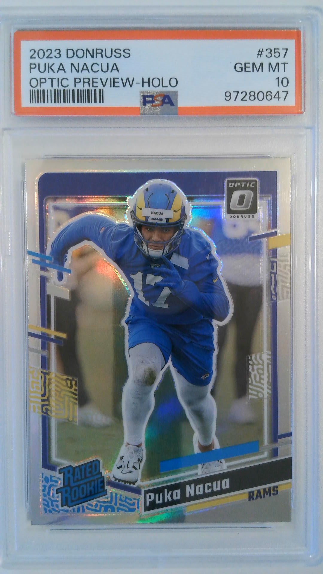 2023 Donruss Optic Preview-Holo Puka Nacua #357 RC PSA 10