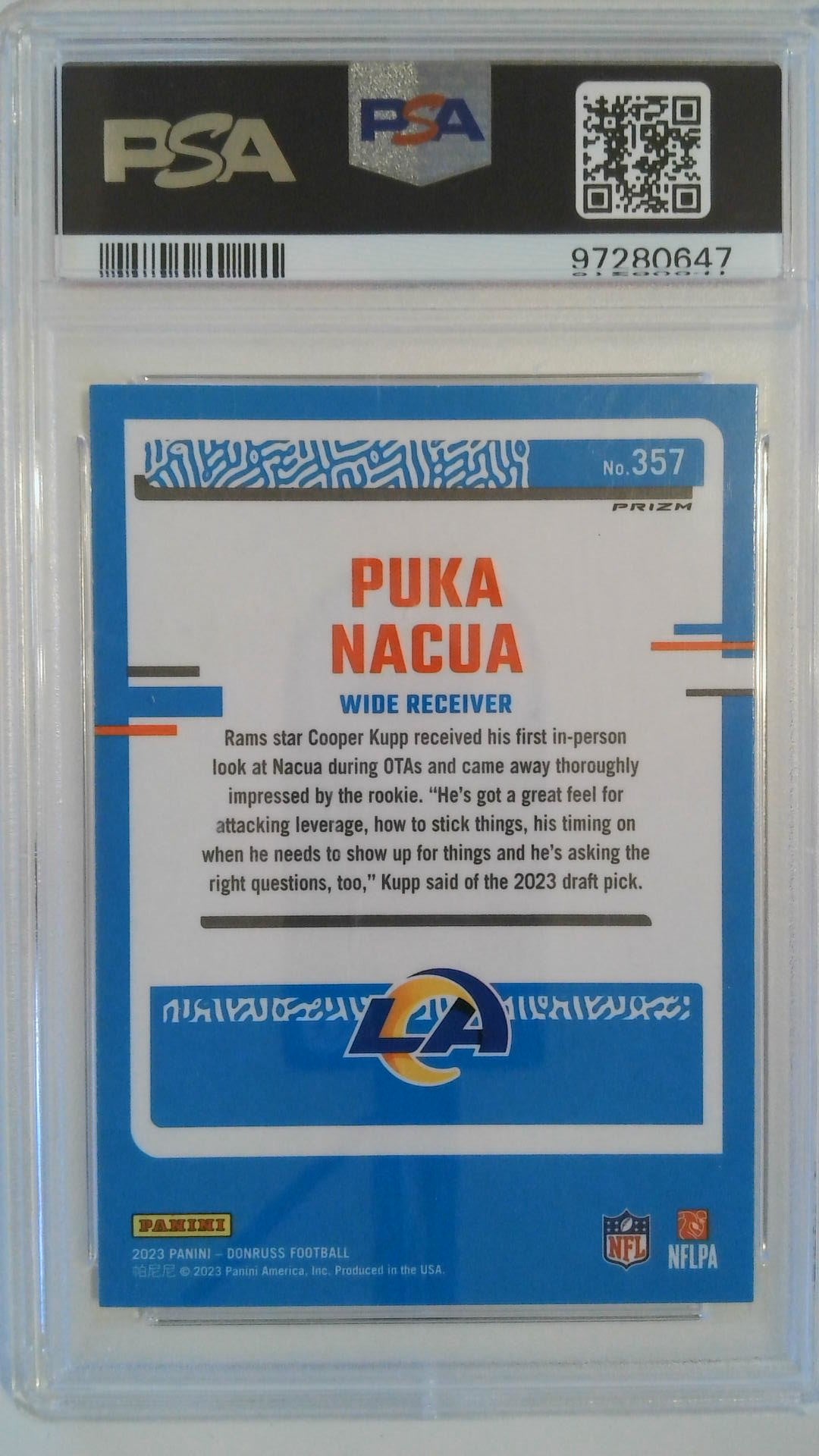 2023 Donruss Optic Preview-Holo Puka Nacua #357 RC PSA 10
