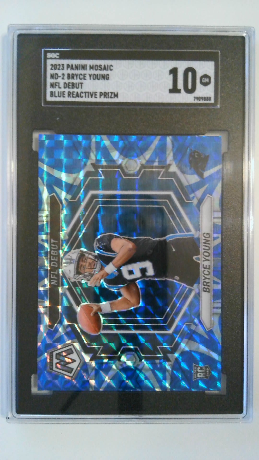2023 Panini Mosaic Blue Reactive Prizm NFL Debut Bryce Young #ND-2 RC SGC 10