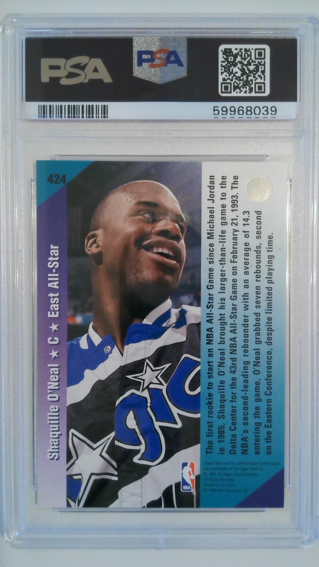 1992 Upper Deck Shaquille O'Neal #424 PSA 8