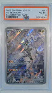 2025 Pokemon JTG EN Illustration Rare N'S Reshiram #167 PSA 8