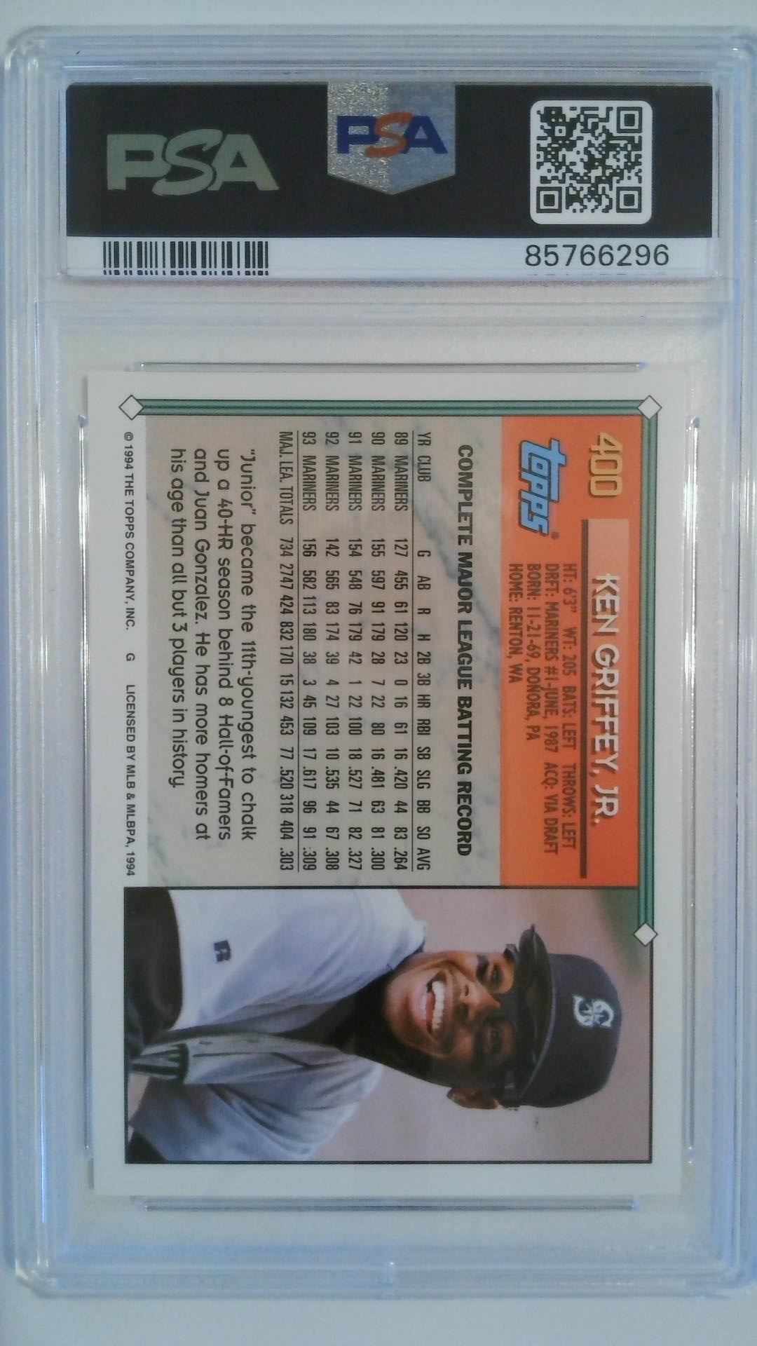 1994 Topps Gold Ken Griffey Jr. #400 PSA 8