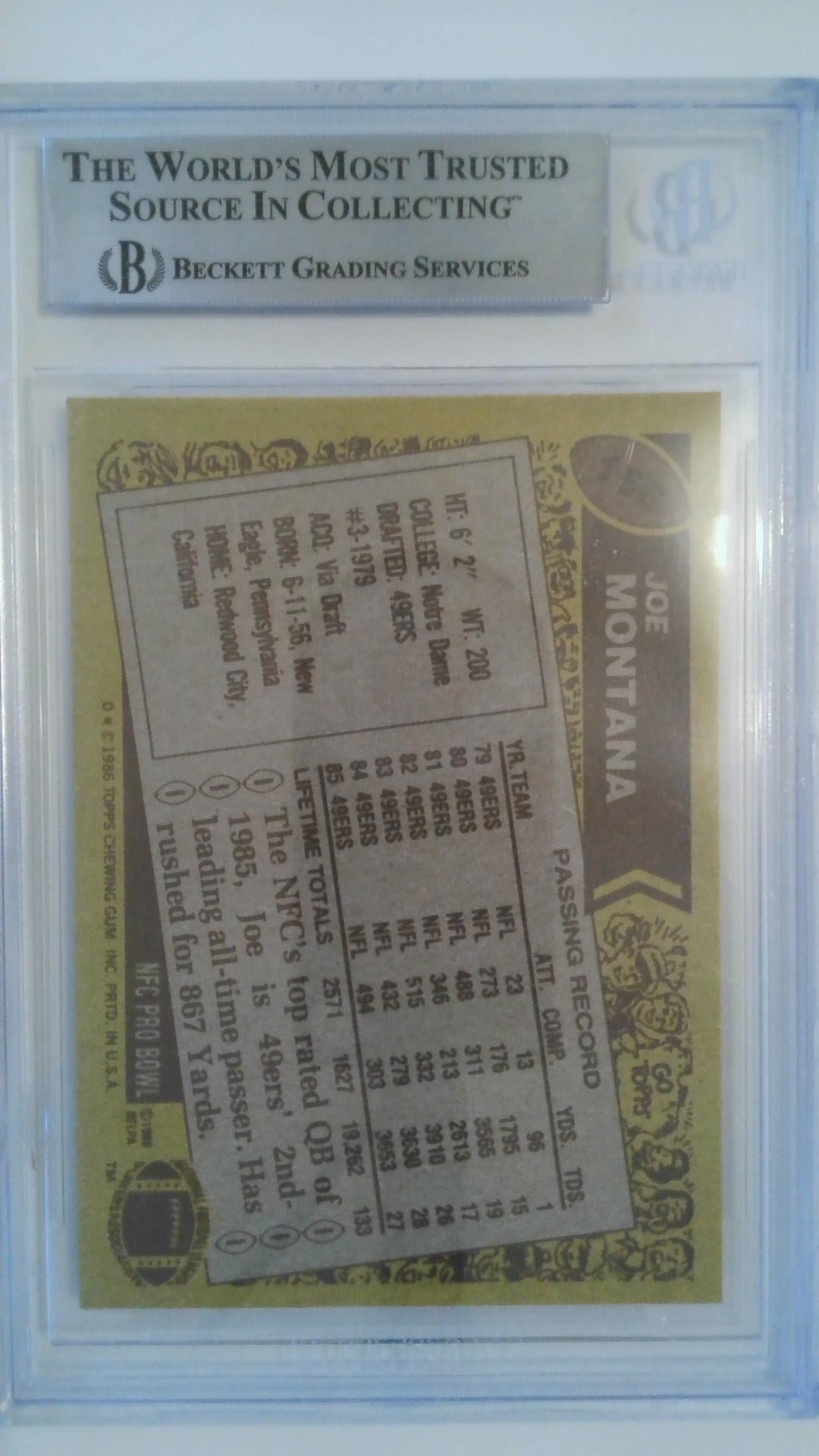 1986 Topps Joe Montana #156 BGS 7.5