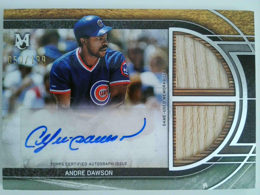 2025 Topps Museum Collection Single-Player Signature Swatches Dual Relic Autographs 050/199 Andre Dawson #SPDRA-AD