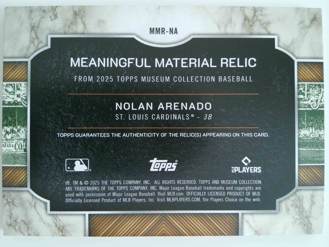 2025 Topps Museum Collection Meaningful Material Relics Sapphire 29/35 Nolan Arenado #MMR-NA
