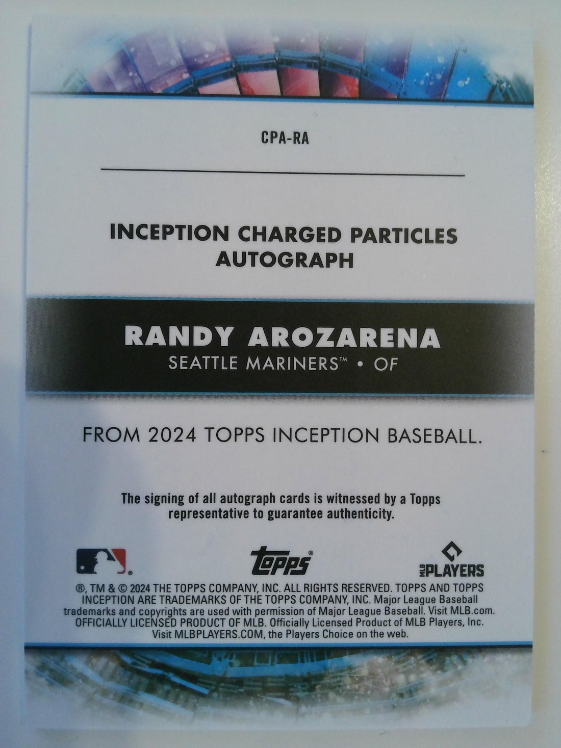 2024 Topps Inception Charged Particles Autographs 010/100 Randy Arozarena #CPA-RA