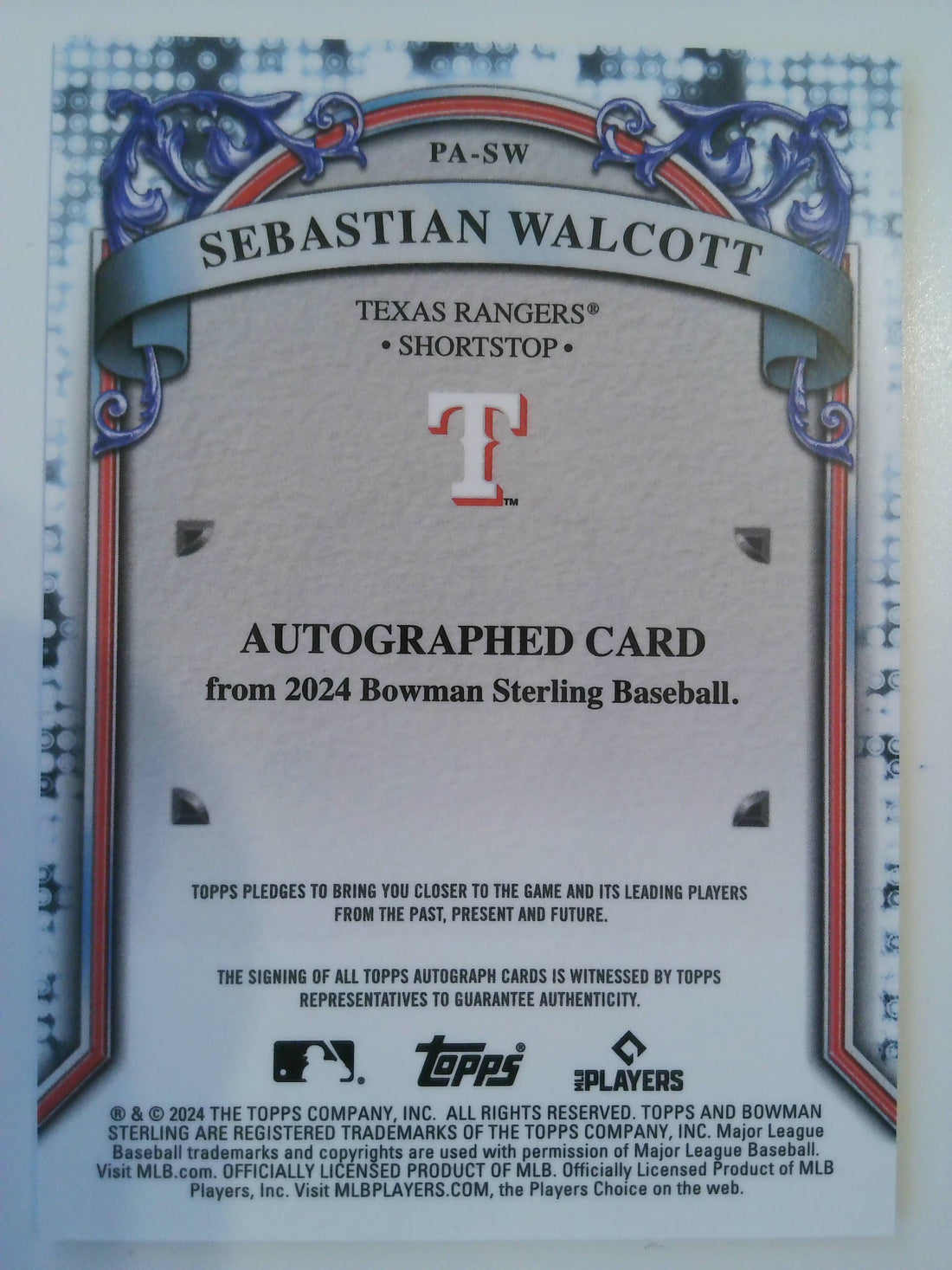 2024 Bowman Sterling Autograph Sebastian Walcott #PA-SW