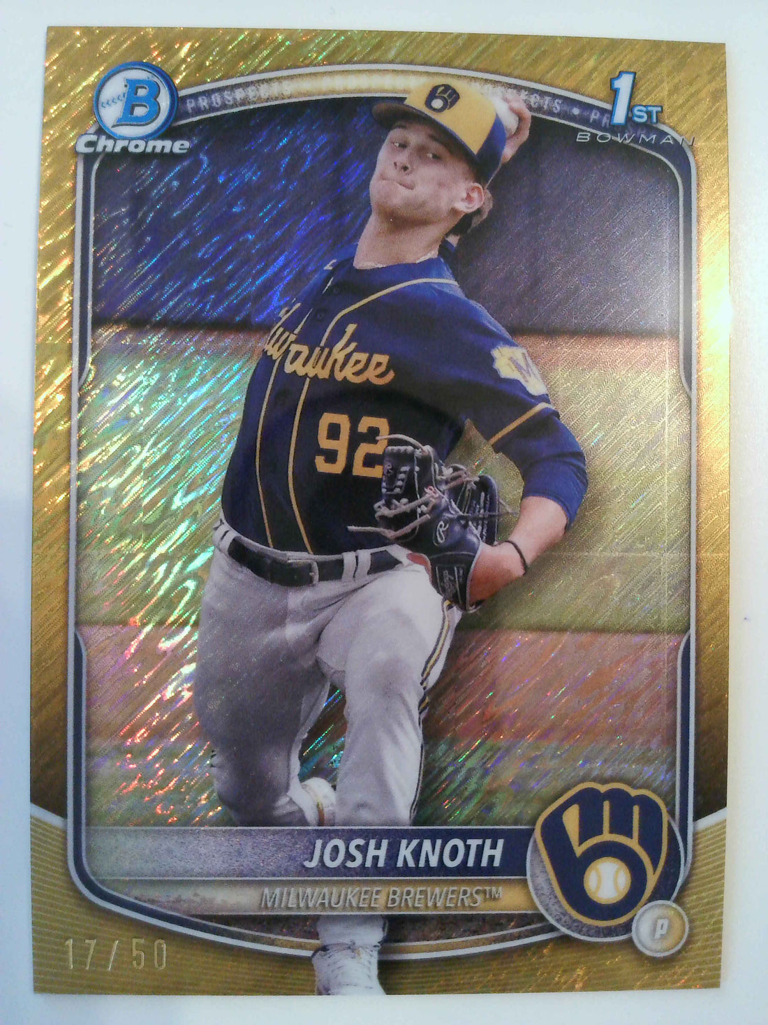 2025 Bowman Chrome Prospects Gold Shimmer 17/50 Josh Knoth #BCP-136