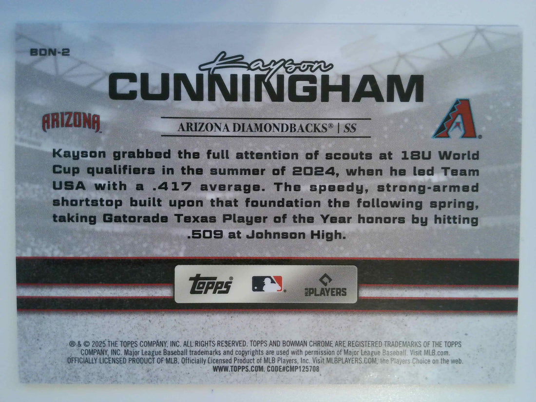 2025 Bowman Draft Night MIni Diamonds 132/150 Kayson Cunningham #BDN-2