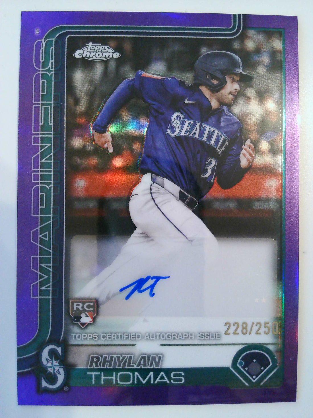 2025 Topps Chrome Autographs Purple 228/250 Rhylan Thomas #AC-RT RC