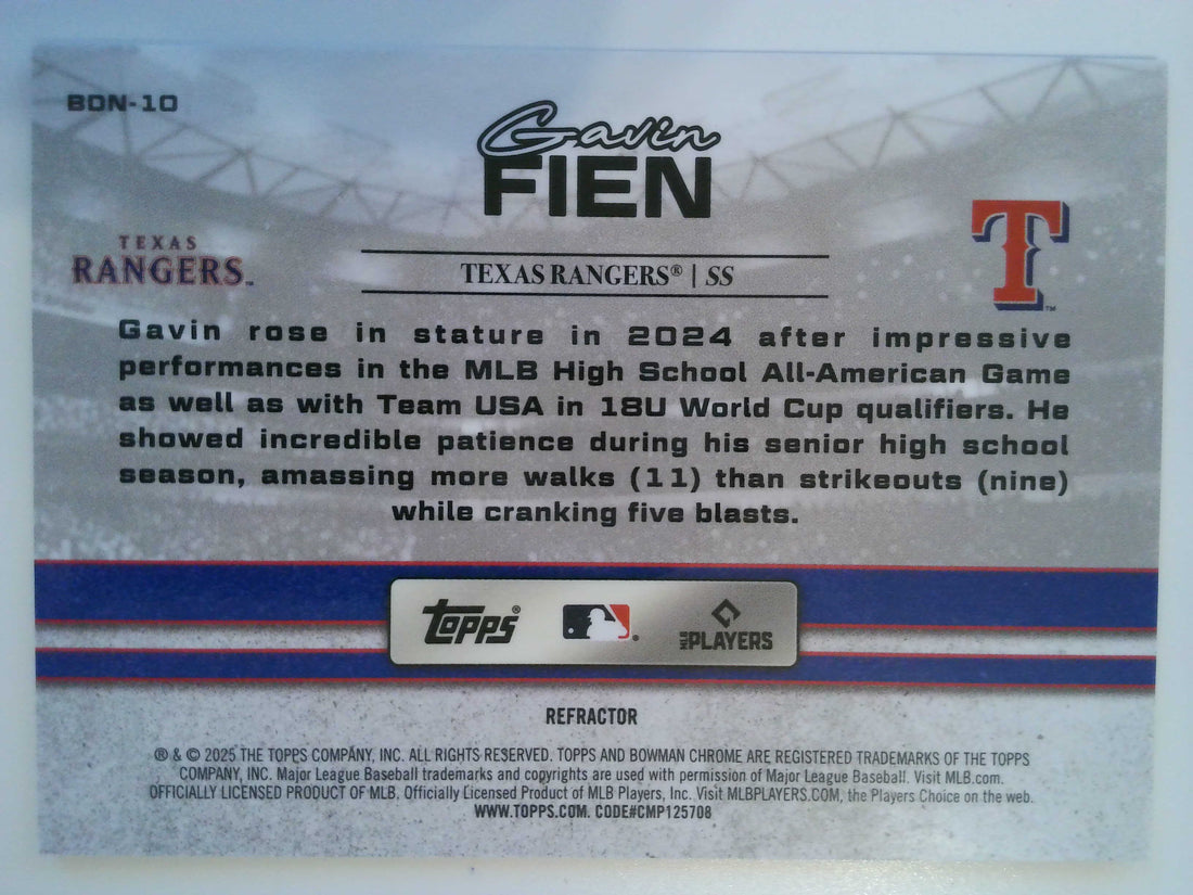 2025 Bowman Draft Night Refractor 101/250 Gavin Fien #BDN-10