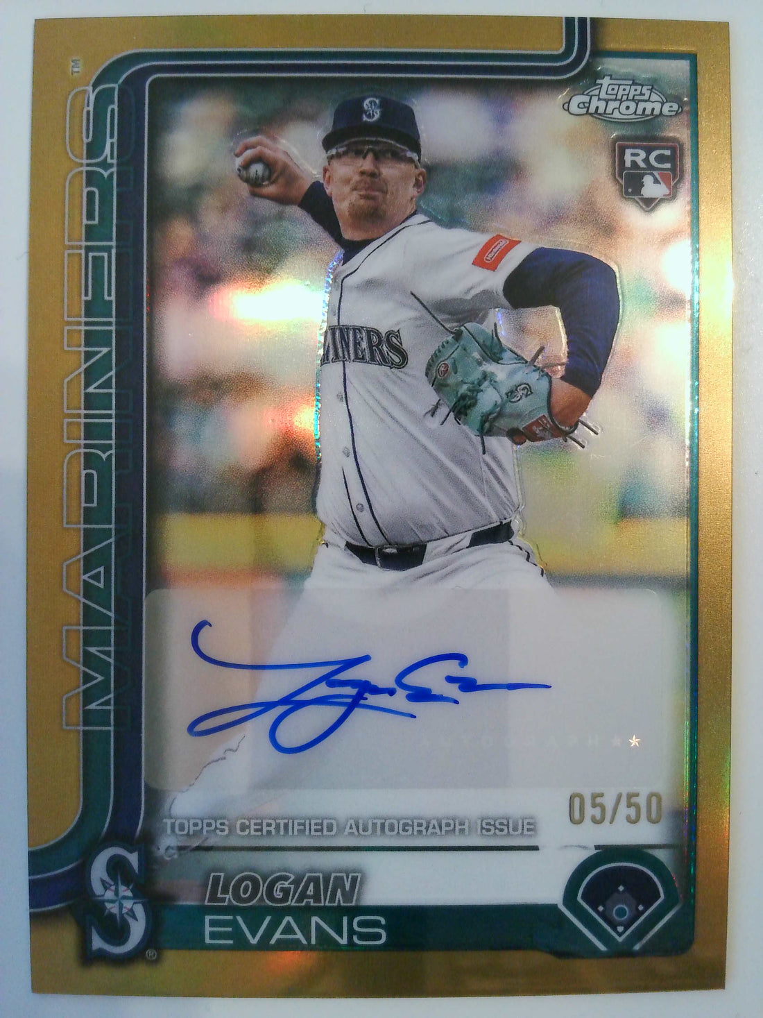 2025 Topps Chrome Update Rookie Autograph Gold Refractor 05/50 Logan Evans #AC-LE RC