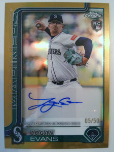 2025 Topps Chrome Update Rookie Autograph Gold Refractor 05/50 Logan Evans #AC-LE RC