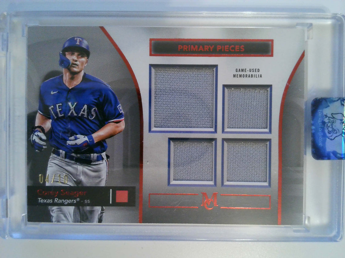 2024 Topps Museum Collection Single Player Primary Pieces Quad Relics Ruby 04/10 Corey Seager #SPPQ-CSE
