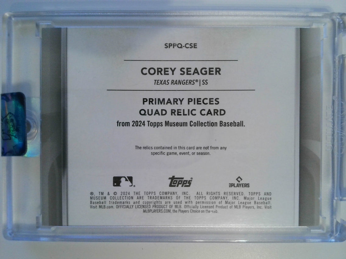 2024 Topps Museum Collection Single Player Primary Pieces Quad Relics Ruby 04/10 Corey Seager #SPPQ-CSE