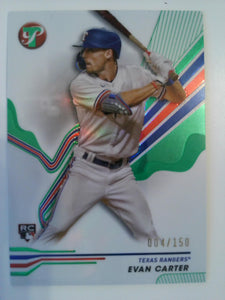 2024 Topps Pristine Green 004/150 Evan Carter #208 RC