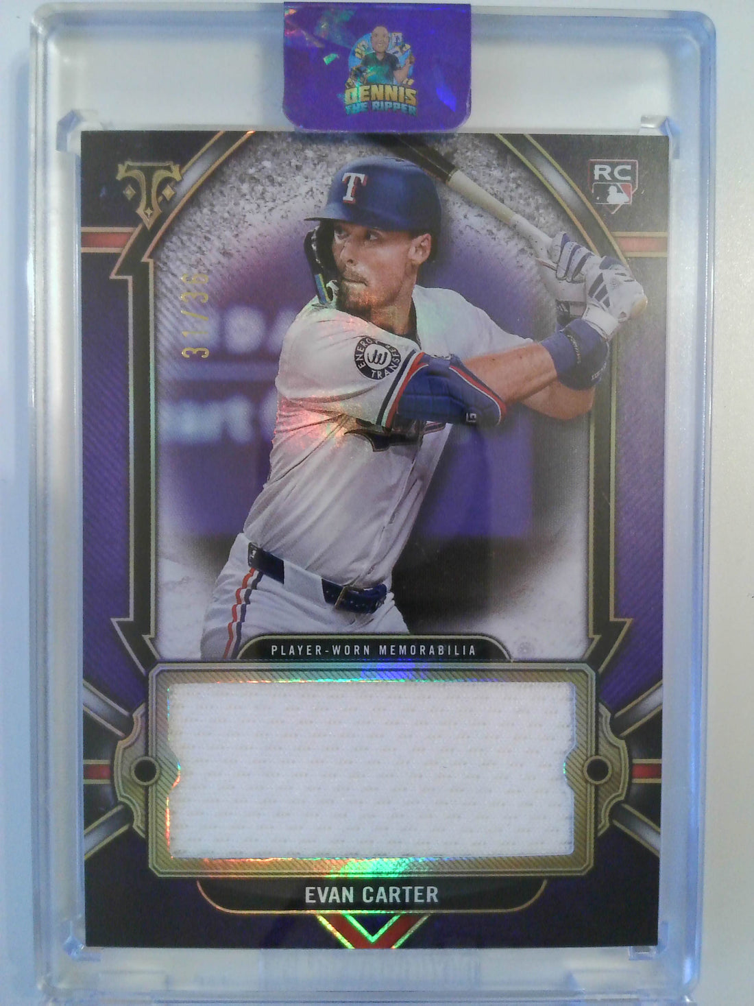 2024 Topps Triple Threads Single Jumbo Relics Amethyst 31/36 Evan Carter #SJR-ECZ RC