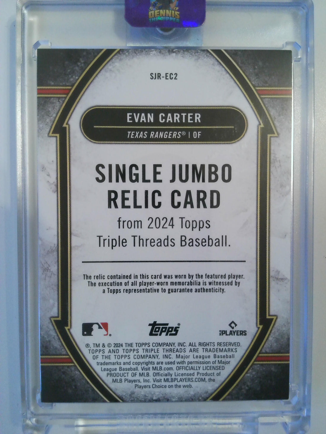 2024 Topps Triple Threads Single Jumbo Relics Amethyst 31/36 Evan Carter #SJR-ECZ RC