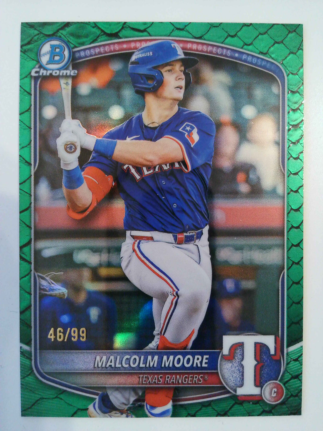 2025 Bowman Chrome Draft Reptilian Green 46/99 Malcolm Moore #BDC-191