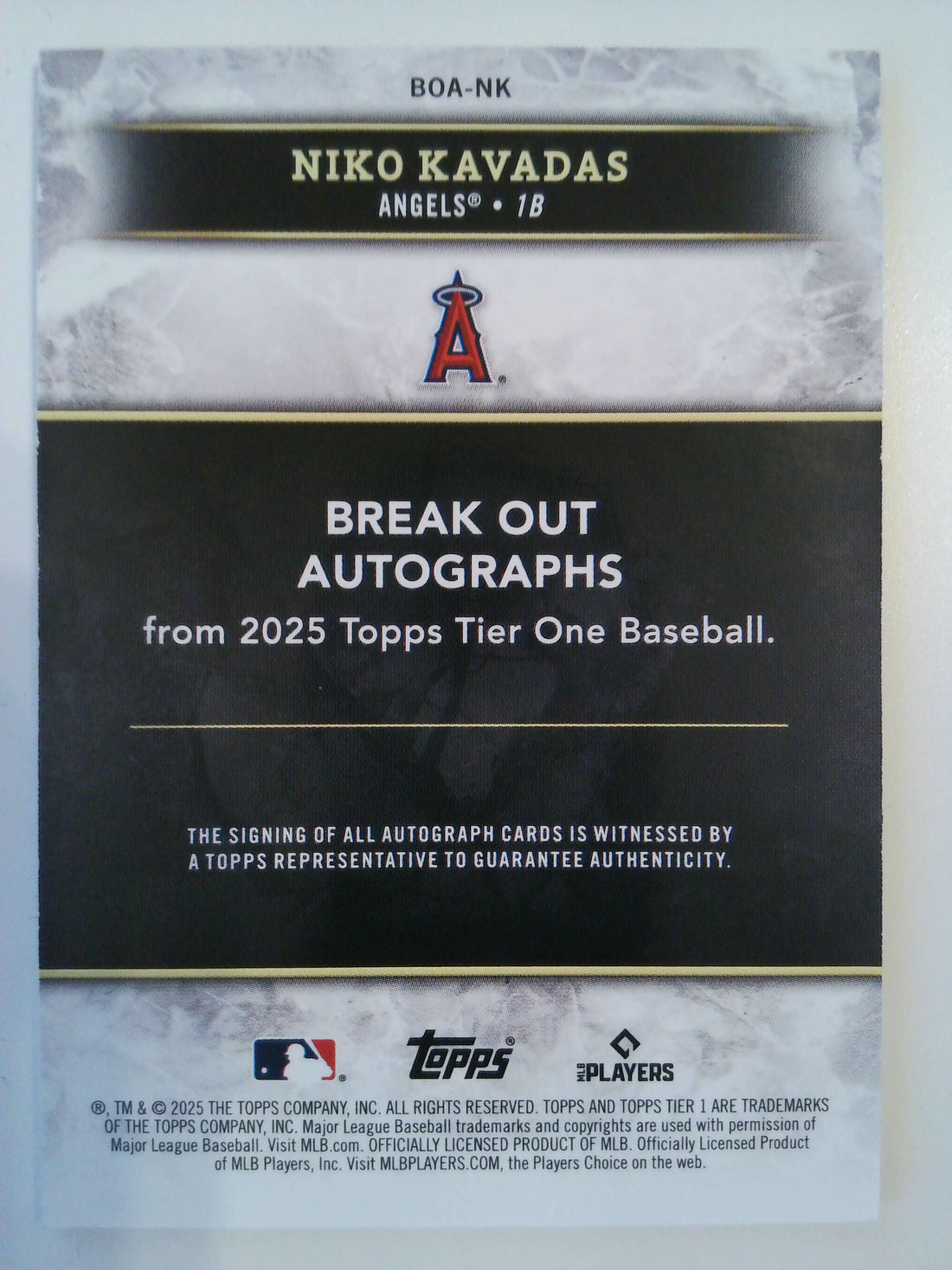 2025 Topps Tier One Break Out Autographs 214/299 Niko Kavadas #BOA-NK RC