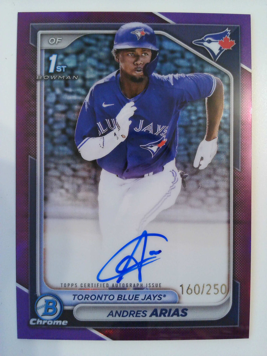 2024 Bowman Chrome Prospect Autographs Purple 160/250 Andres Arias #CPA-AAR