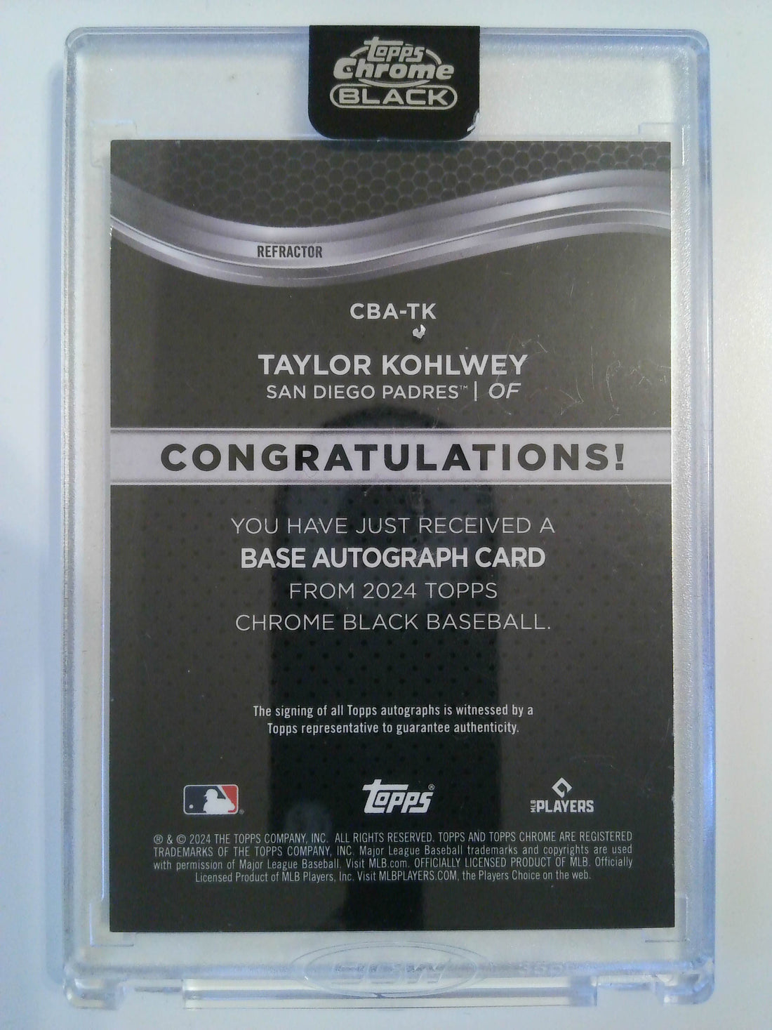 2024 Topps Chrome Black Autographs Refractors 012/150 Taylor Kohlwey #CBA-TK RC