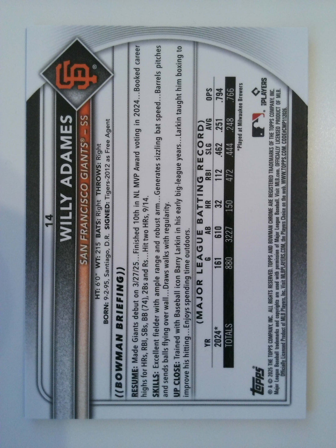 2025 Bowman Chrome Pink Wave Refractor 068/299 Willy Adames #14