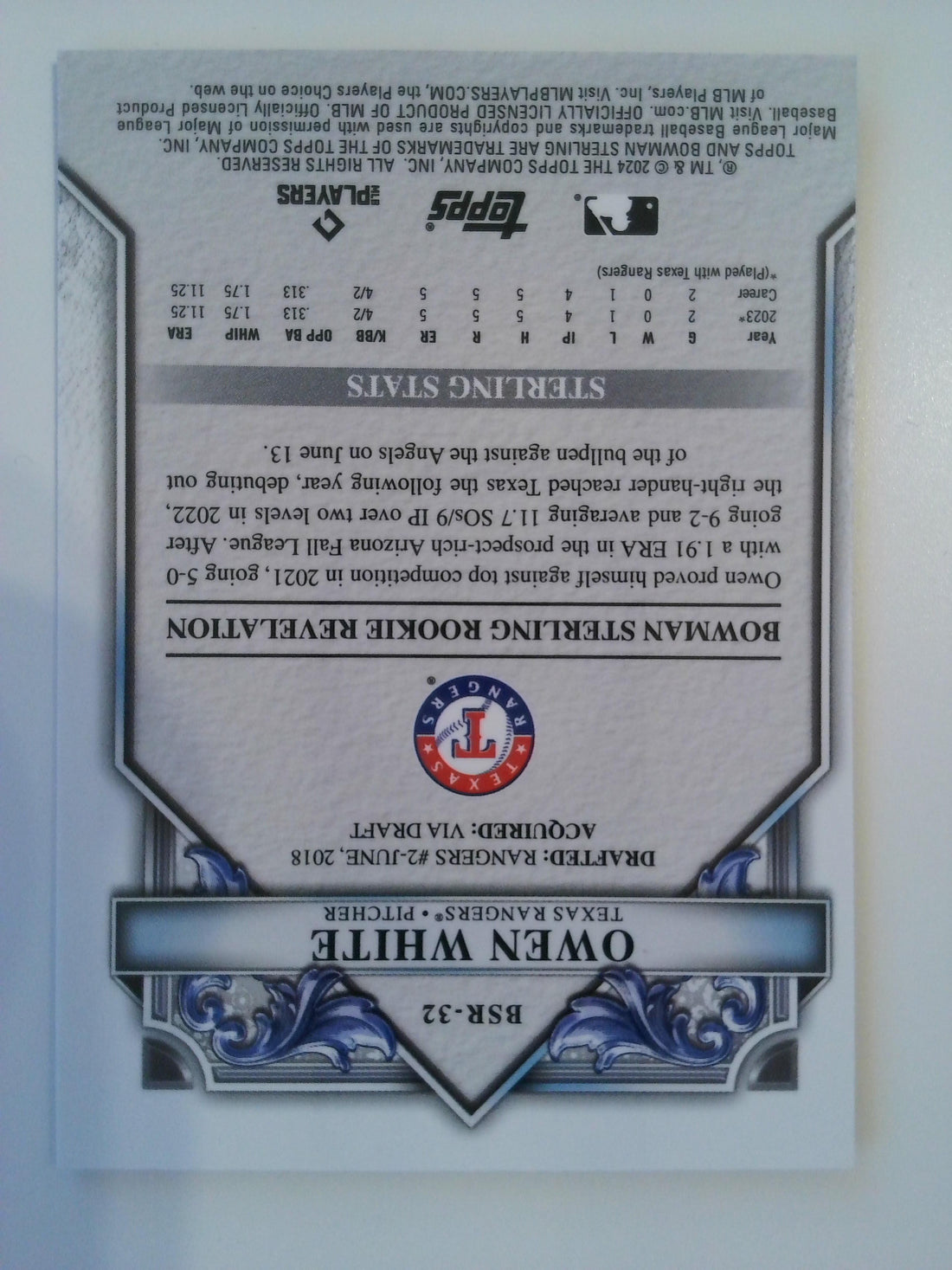 2024 Bowman Sterling Gold 05/50 Owen White #BSR-32 RC
