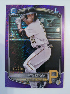 2025 Bowman Chrome Prospects Purple Shimmer 119/250 Will Taylor #BCP-179