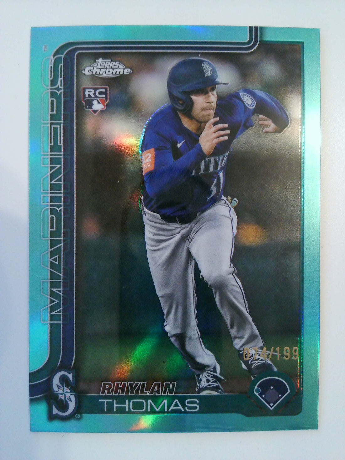 2025 Topps Chrome Update Aqua Refractor 074/199 Rhylan Thomas #USC185 RC