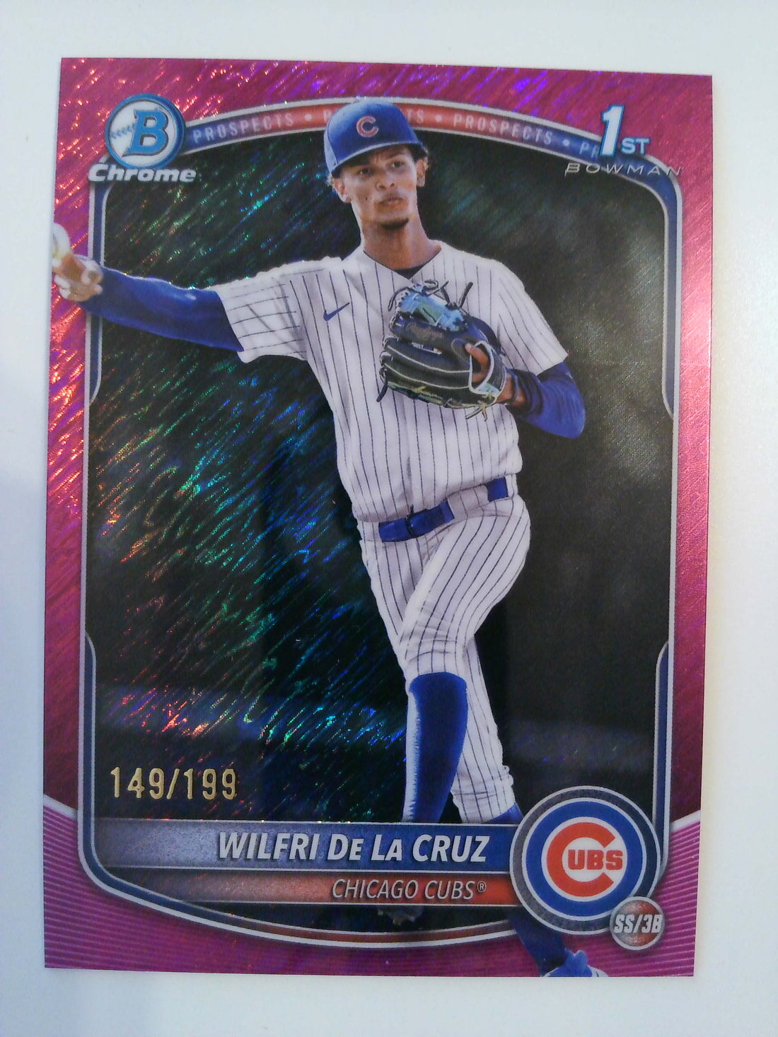 2025 Bowman Chrome Prospects Pink Shimmer 149/199 Wilfri De La Cruz #BCP-209