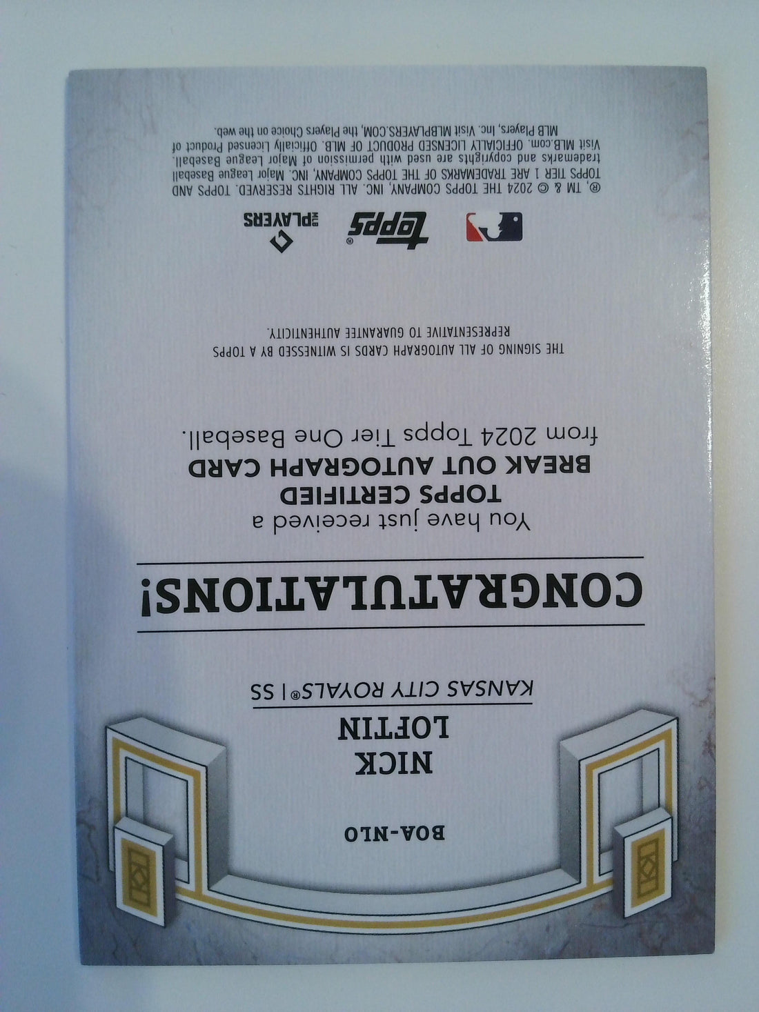 2024 Topps Tier One Break Out Autographs Green Foil 43/99 Nick Loftin #BOA-NLO RC