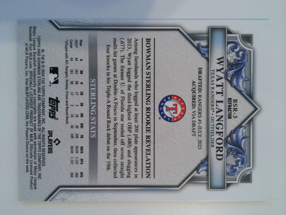 2024 Bowman Sterling Refractor 056/199 Wyatt Langford #BSR-3 RC