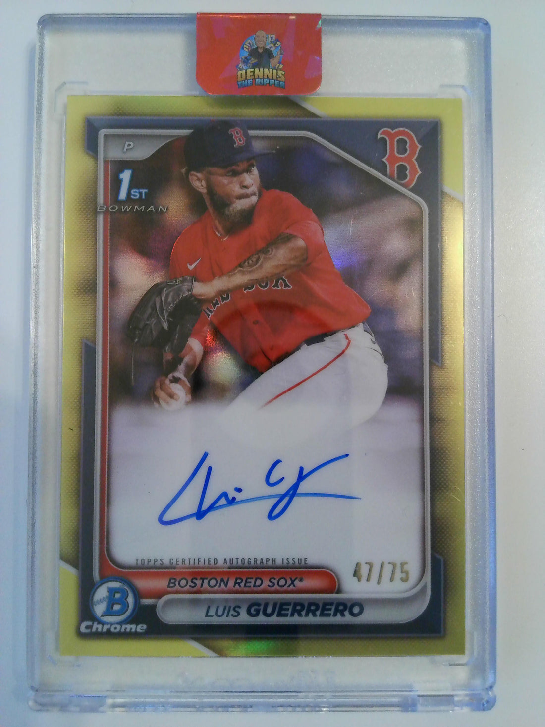 2024 Bowman Chrome Prospects Autograph Yellow 47/75 Luis Guerrero #CPA-LG