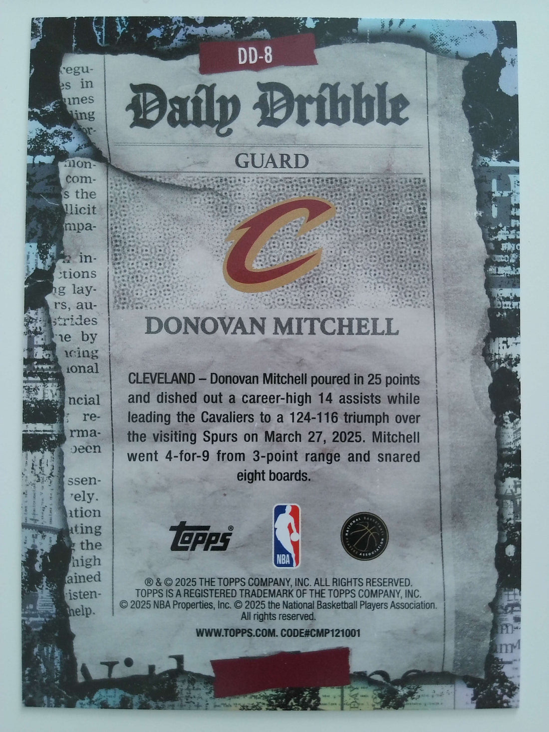 2025-26 Topps Basketball The Daily Dribble Green Rainbow 56/99 Donovan Mitchell #DD-8