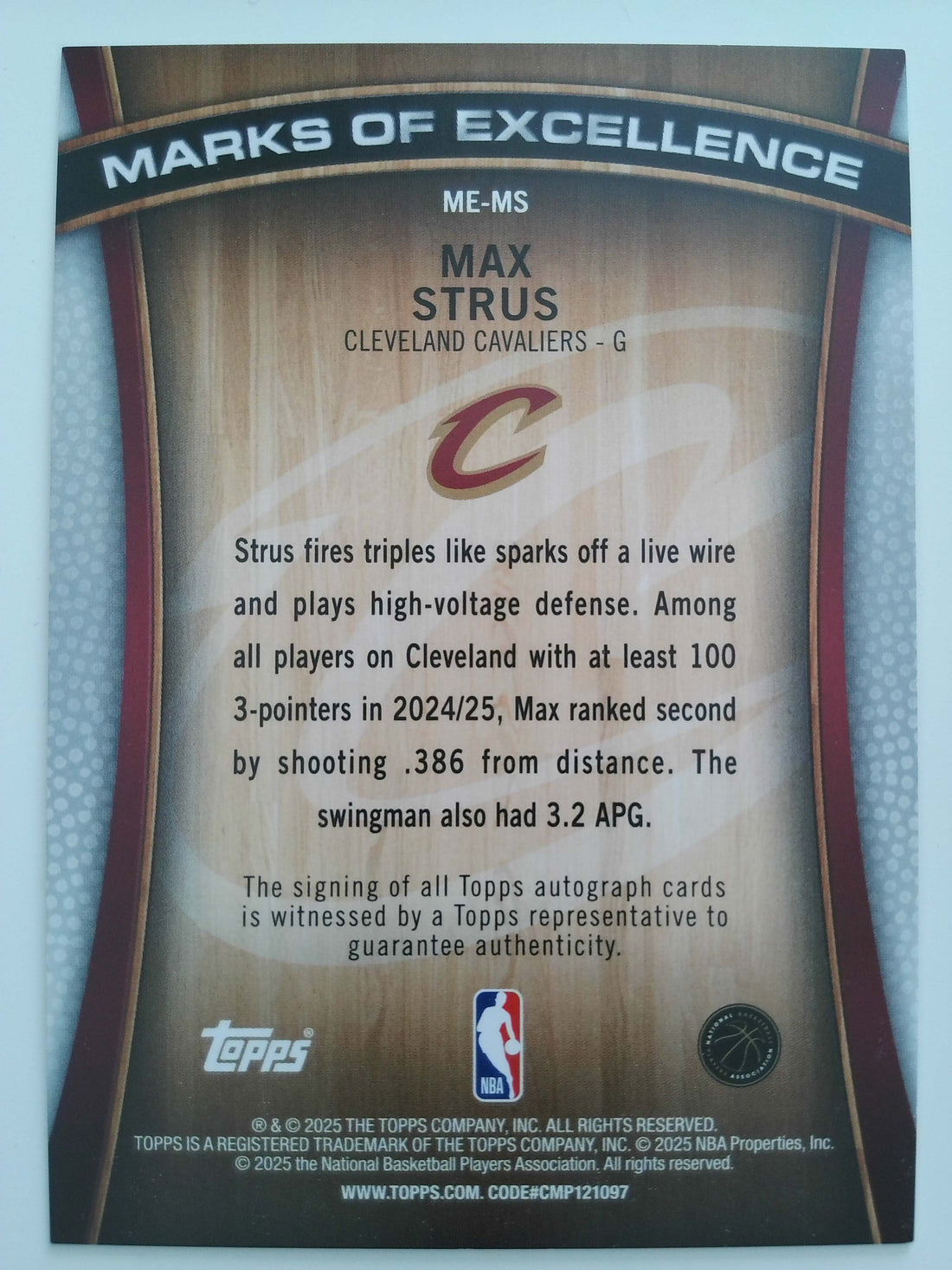 2025-26 Topps Basketball Marks of Excellence Gold Rainbow 11/50 Max Strus #ME-MS