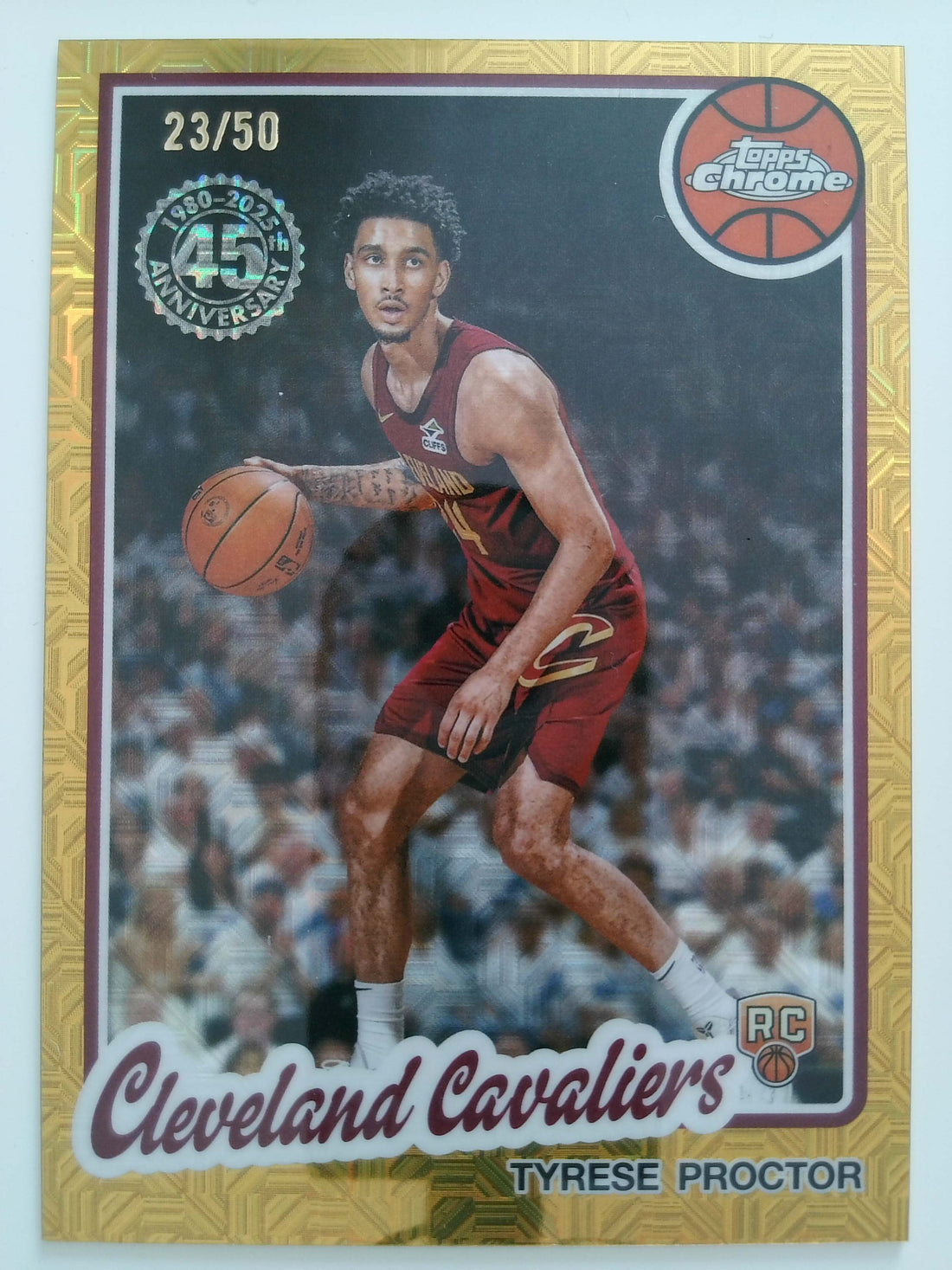 2025-2026 Topps Basketball 1980-81 Topps Chrome Gold Mojo 23/50 Tyrese Proctor #TC-TP RC