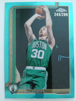 2025-26 Topps Chrome Basketball Teal Refractor 245/299 Sam Hauser #14