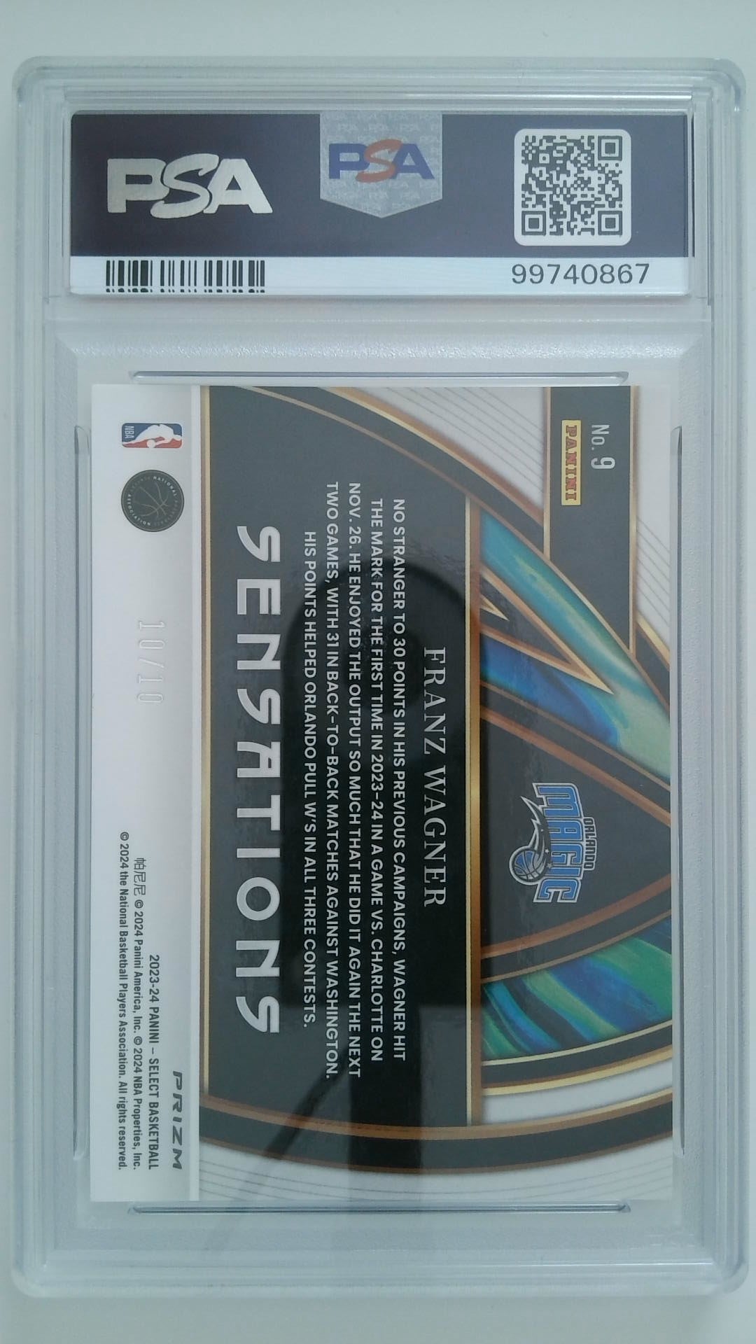 2023 Select Sensations-Gold 10/10 Franz Wagner #9 PSA 10