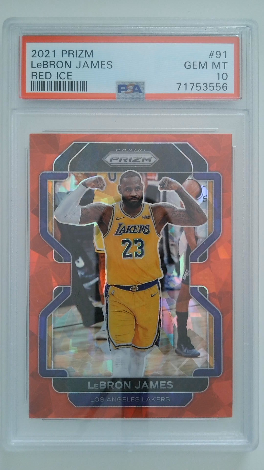 2021 Prizm Red Ice LeBron James #91 PSA 10