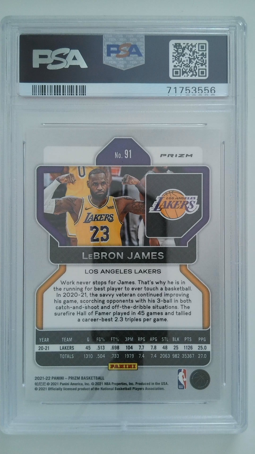 2021 Prizm Red Ice LeBron James #91 PSA 10